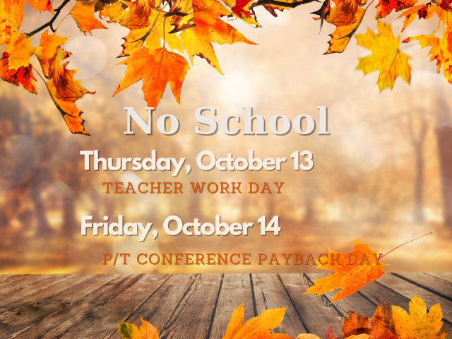 NO School October 13 and 14 image