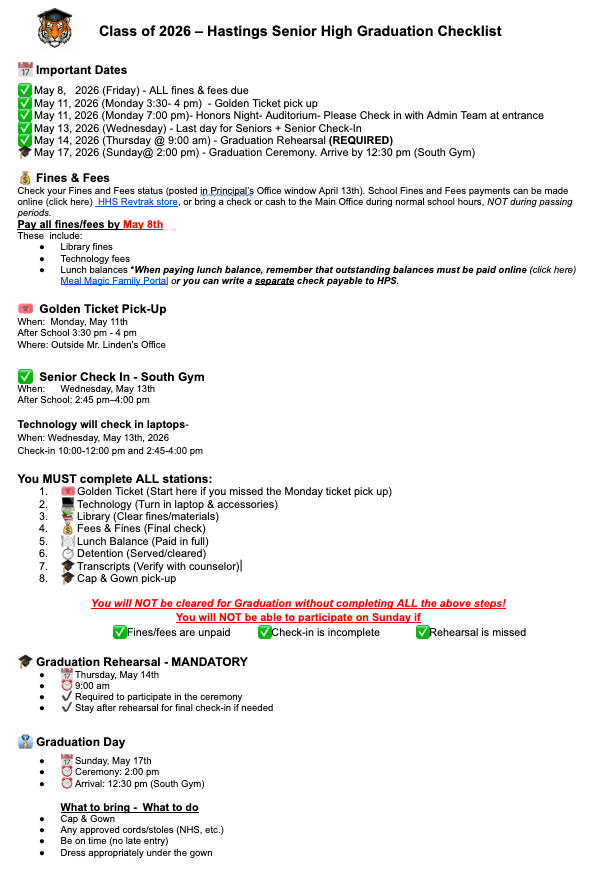 visual to linked document Graduation Checklist 2026