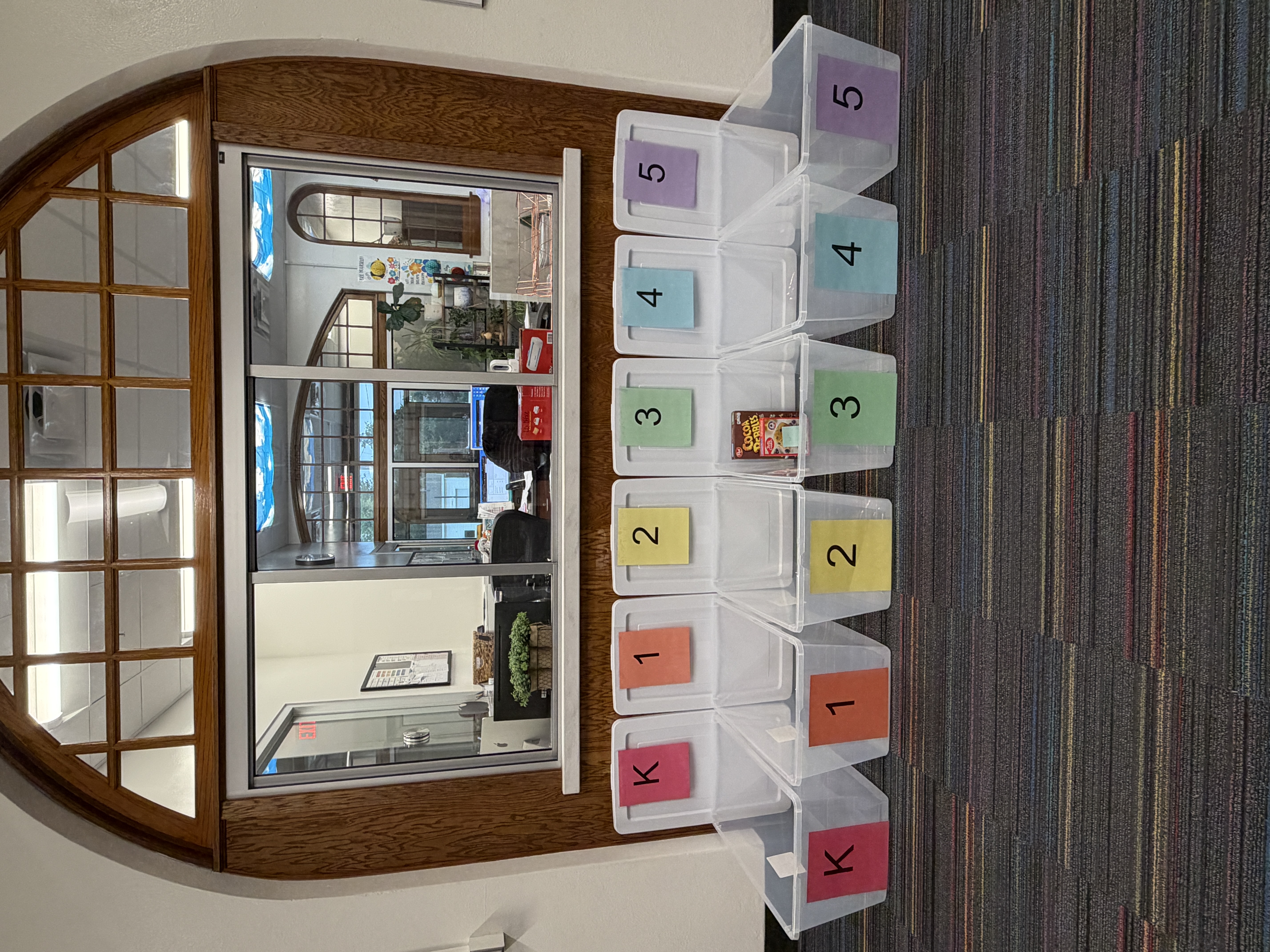 Donations boxes for each class.